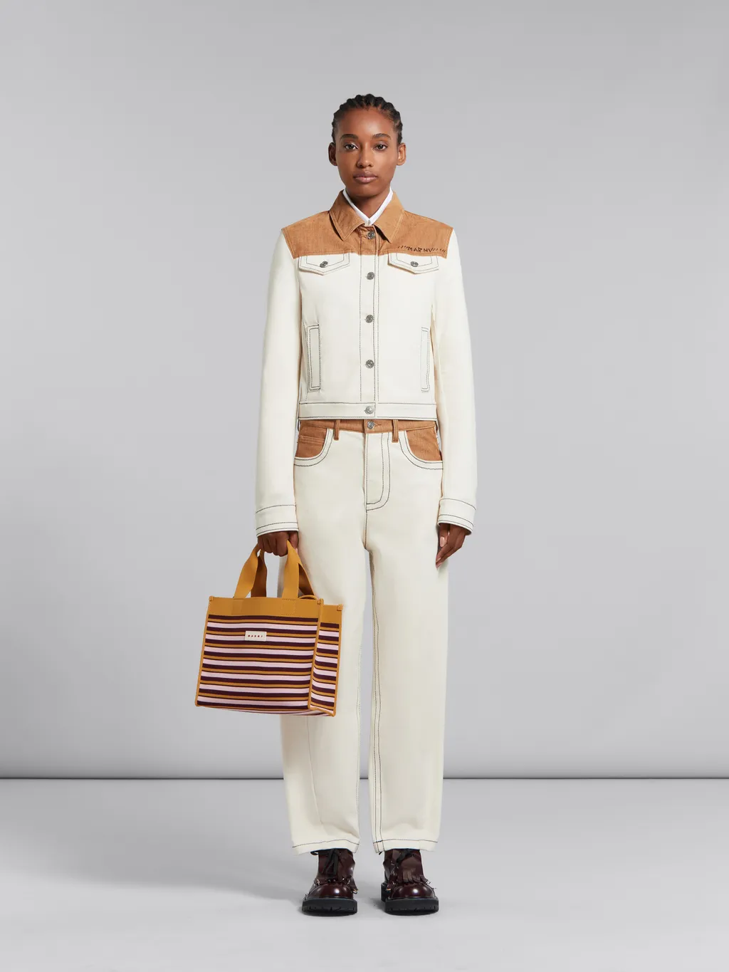 Shopping Striped Tote Bag