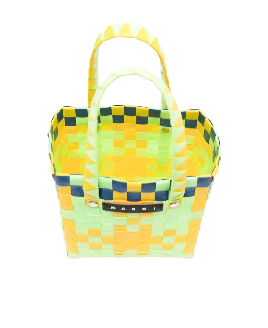 Logo-Patch Woven Tote Bag