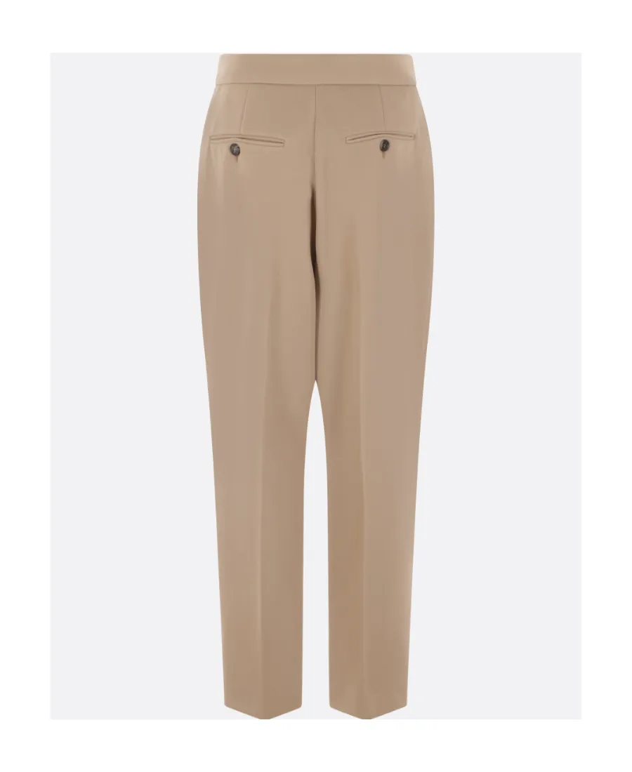High-Waist Pleated Cropped-Leg Trousers
