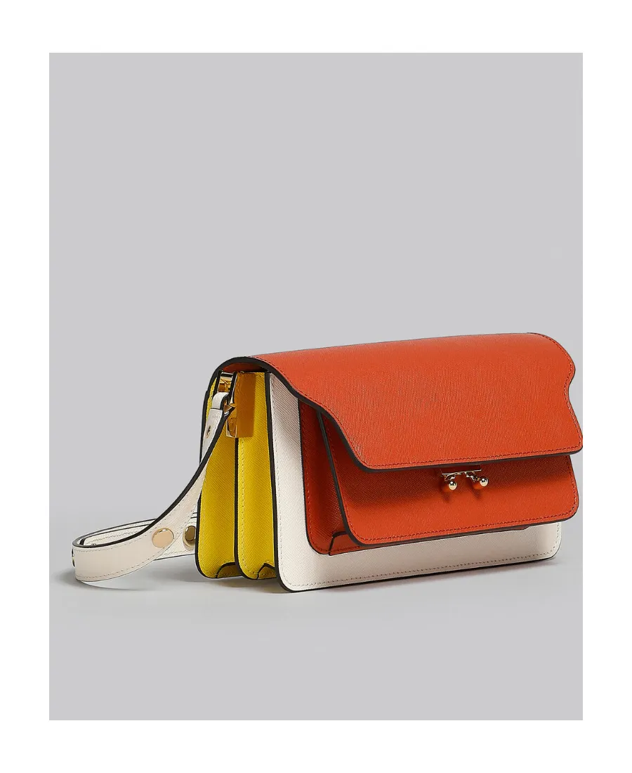 Colour-Block Saffiano Foldover-Top Shoulder Bag
