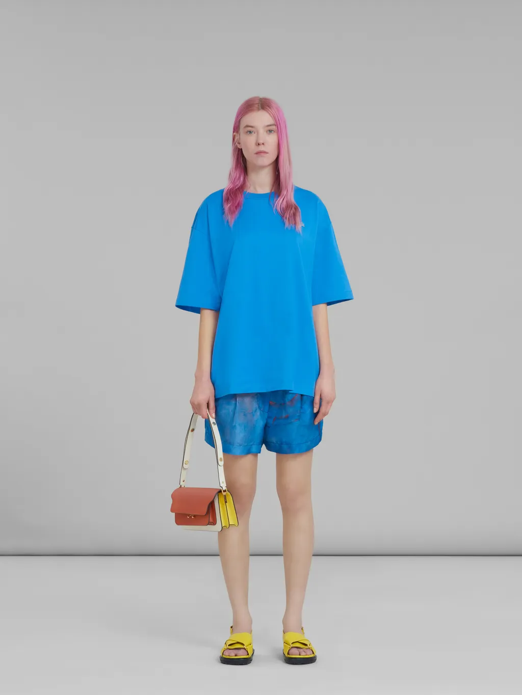 Colour-Block Saffiano Foldover-Top Shoulder Bag