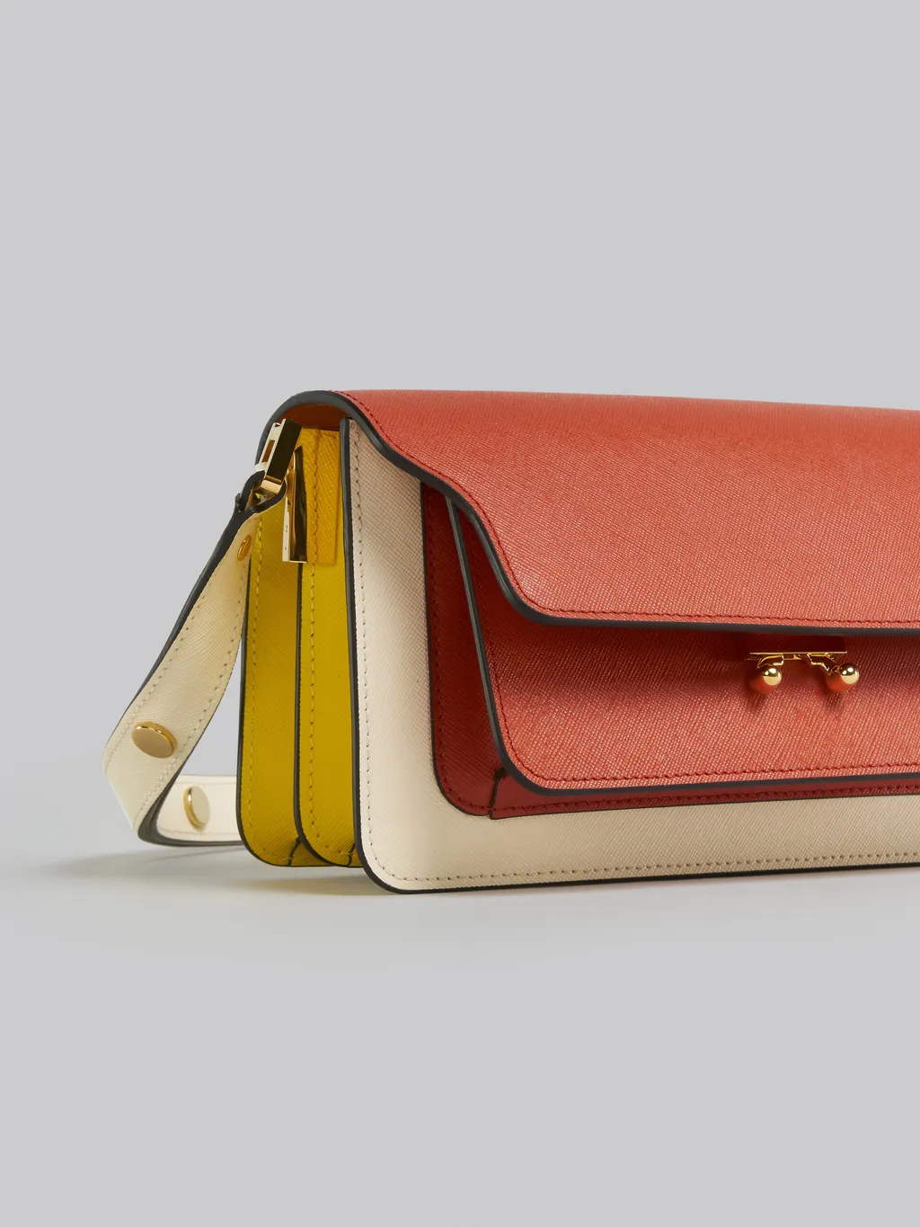 Colour-Block Saffiano Foldover-Top Shoulder Bag