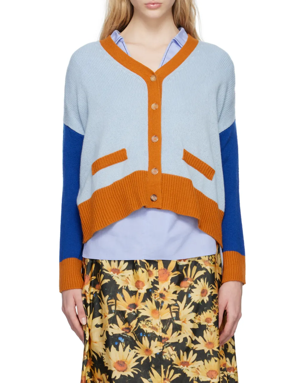 Contrasting-Trim Knit Cardigan