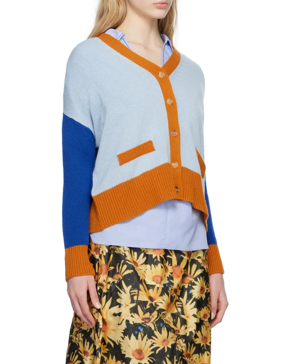Contrasting-Trim Knit Cardigan