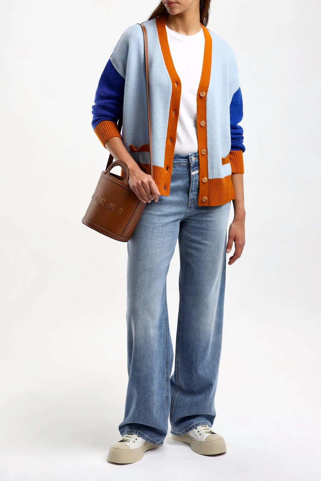 Contrasting-Trim Knit Cardigan