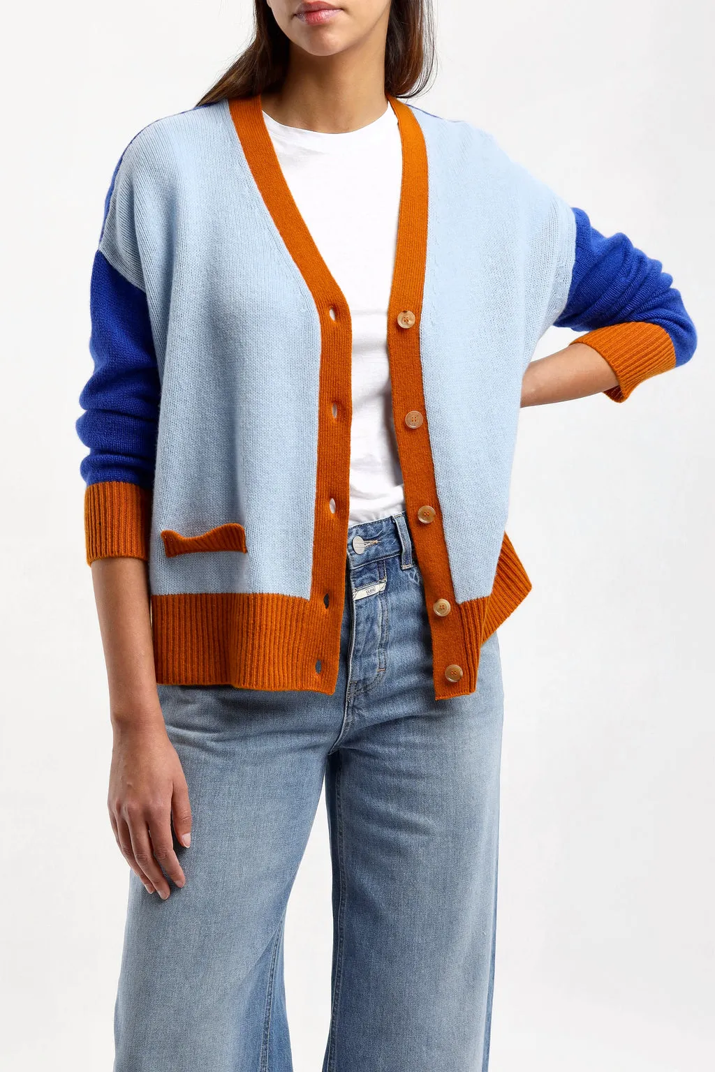 Contrasting-Trim Knit Cardigan