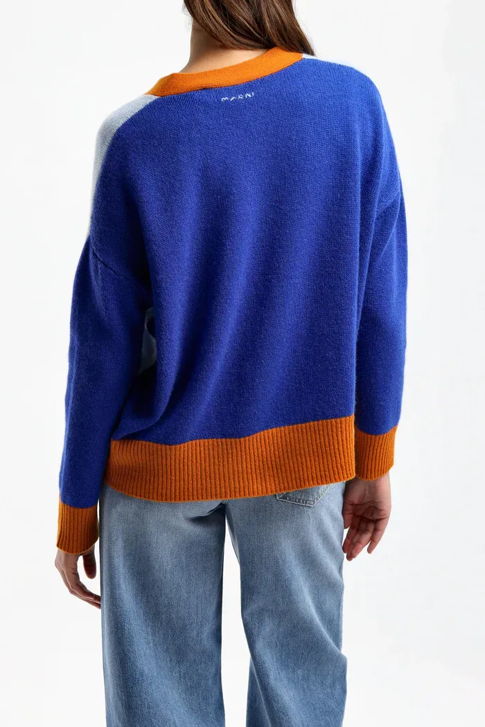 Contrasting-Trim Knit Cardigan