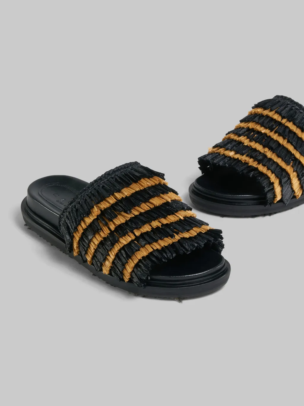 Black Fringe Slide Sandal