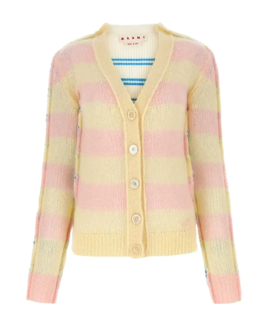 Striped Panelled Button-Up Cardigan