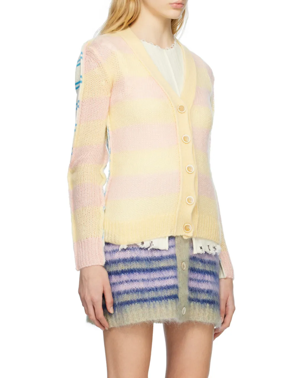Striped Panelled Button-Up Cardigan