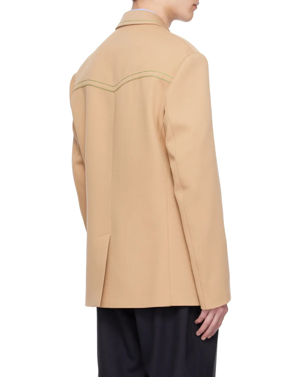 Single-Breasted Blazer In Beige Cavalry Wool
