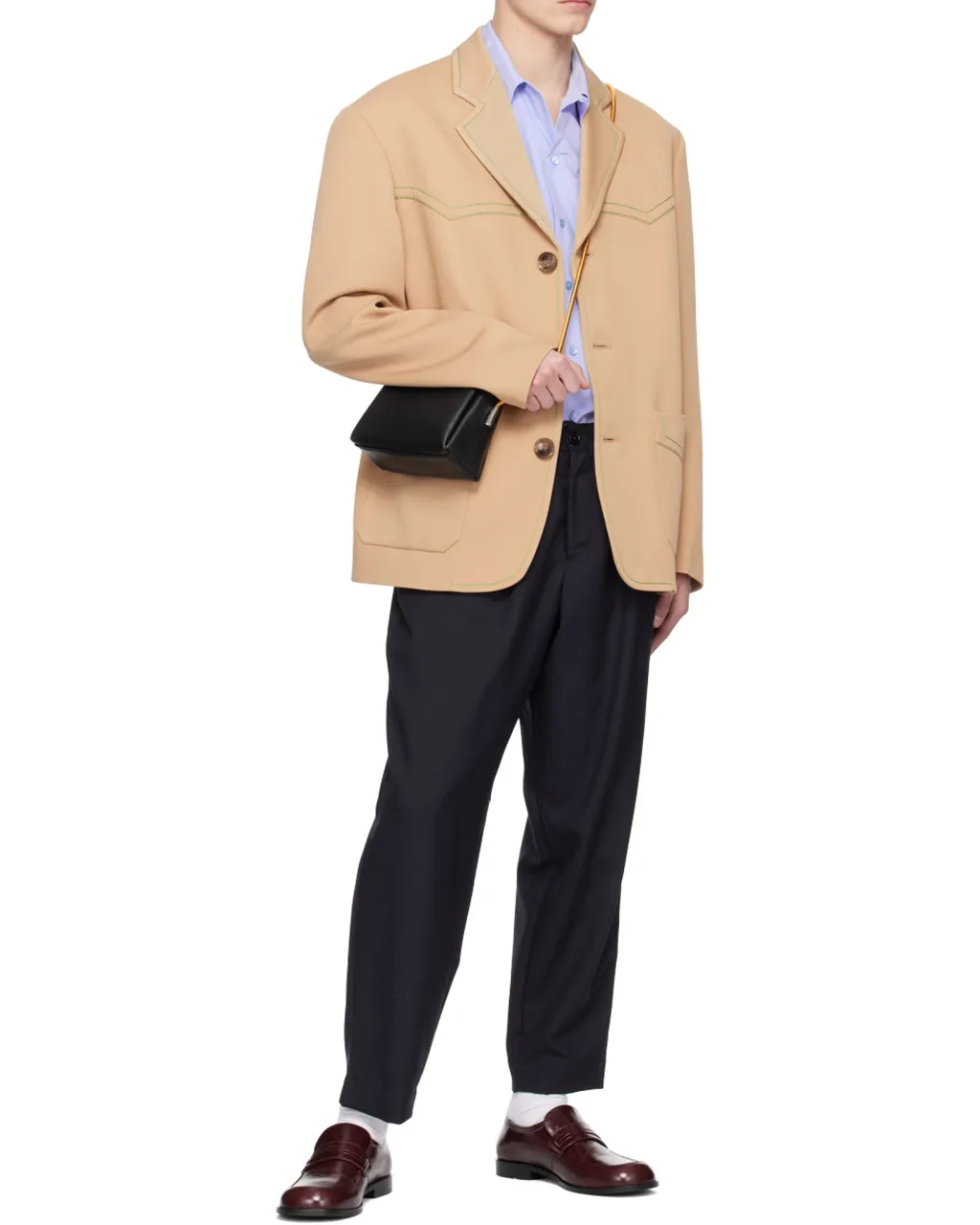 Single-Breasted Blazer In Beige Cavalry Wool