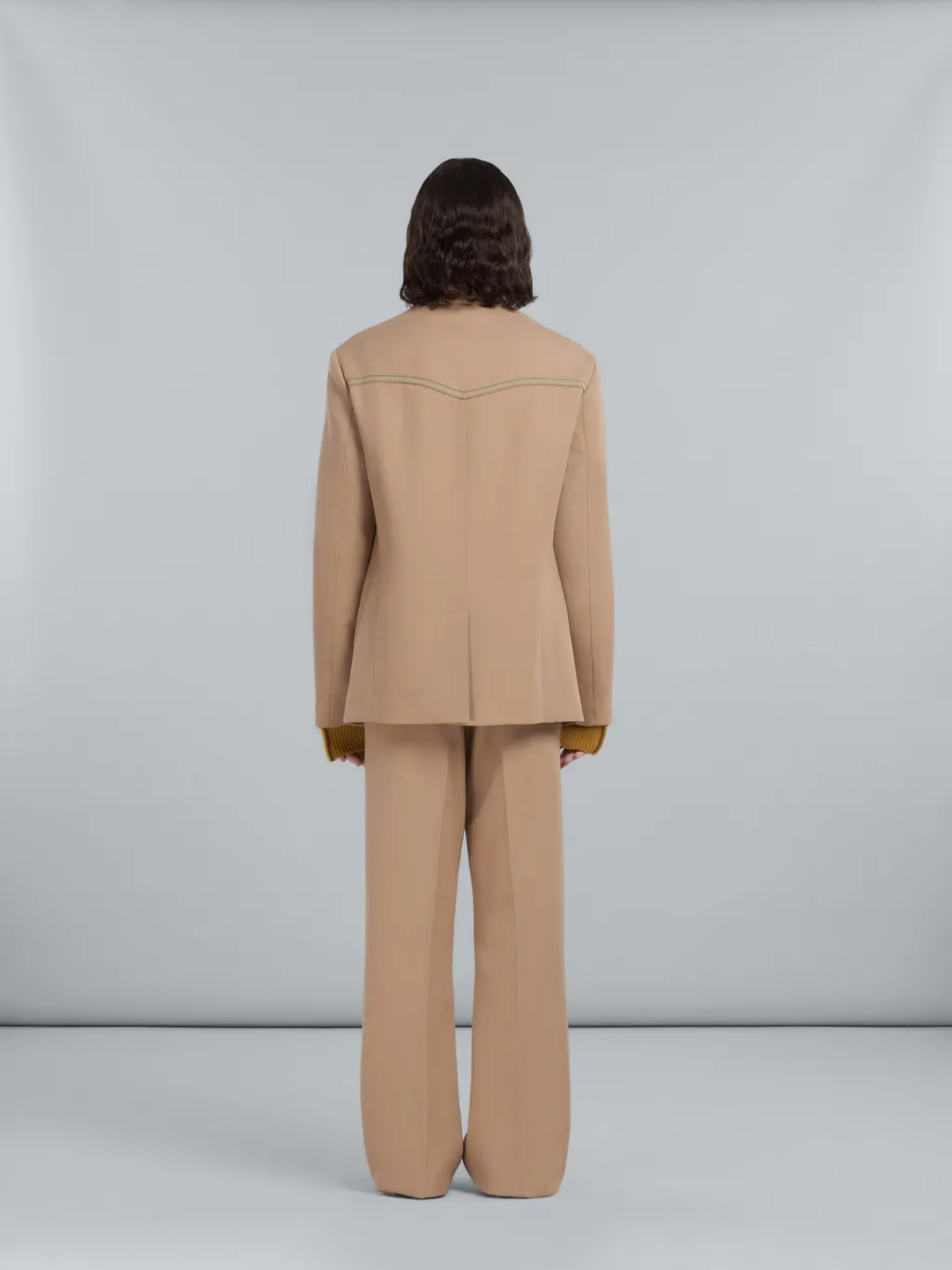 Single-Breasted Blazer In Beige Cavalry Wool