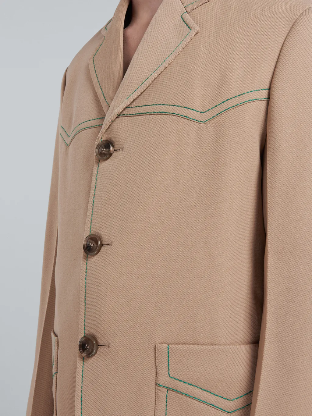 Single-Breasted Blazer In Beige Cavalry Wool