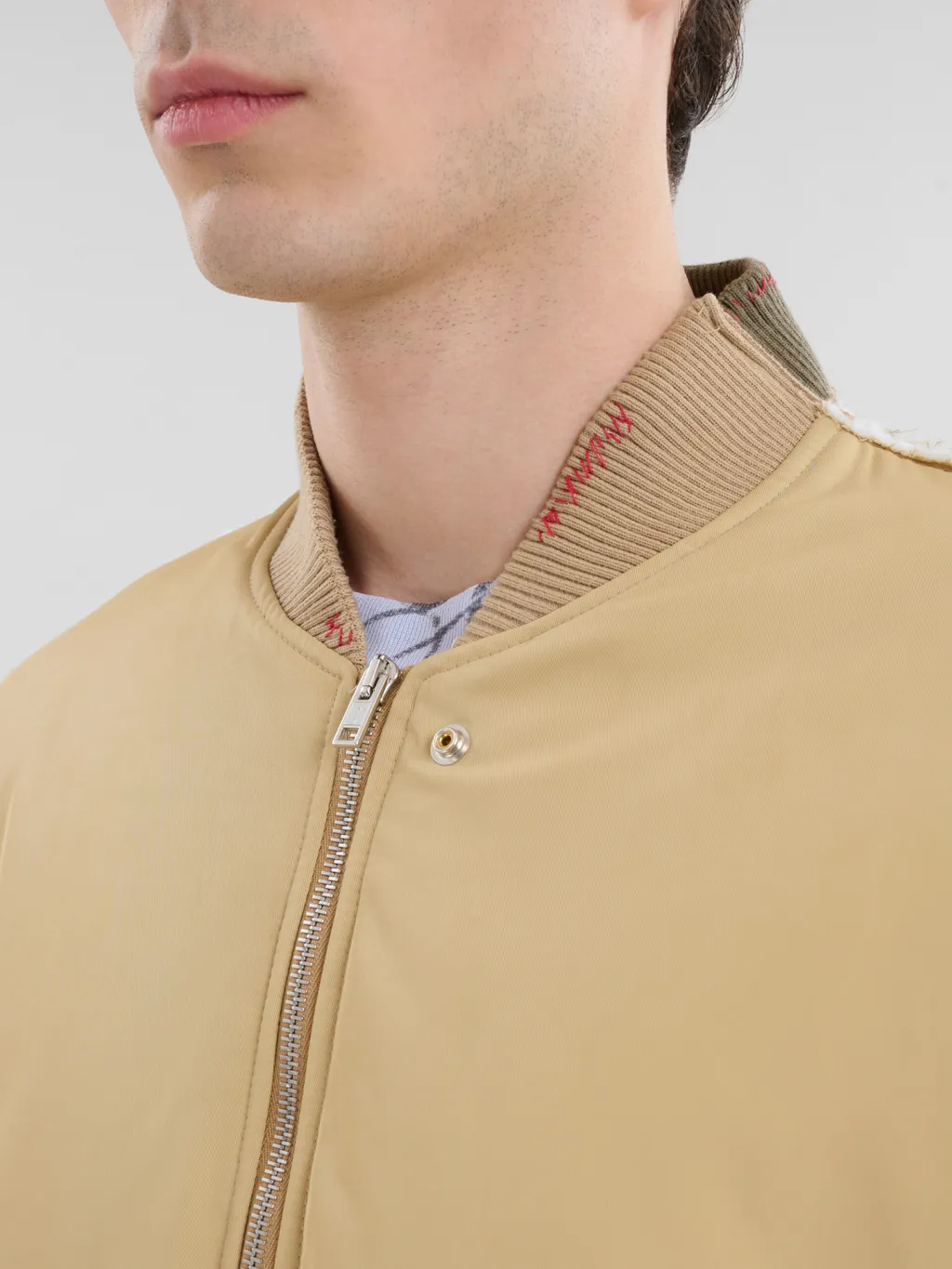 Contrast Back Twill Bomber Jacket
