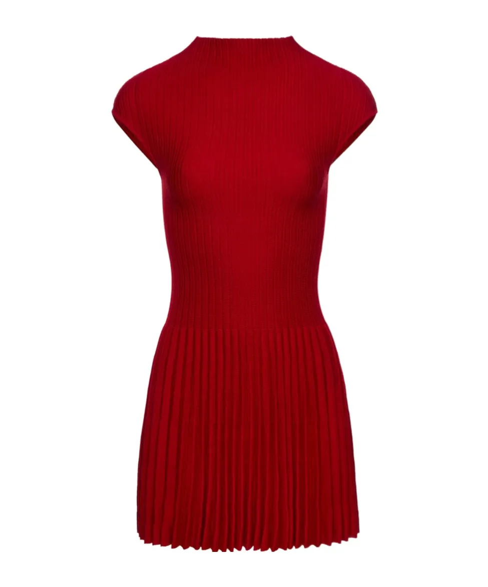 Ribbed Pleated Dress