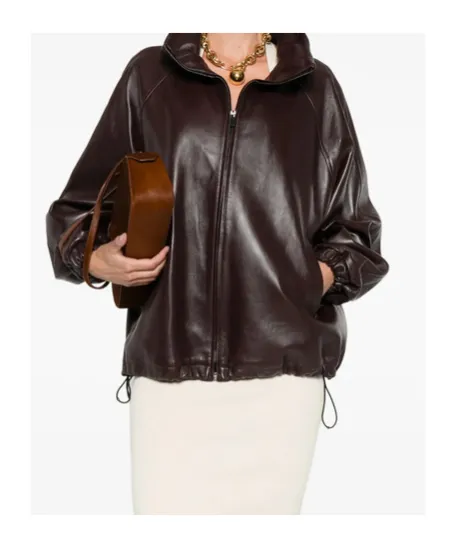 Long-Sleeved Leather Jacket