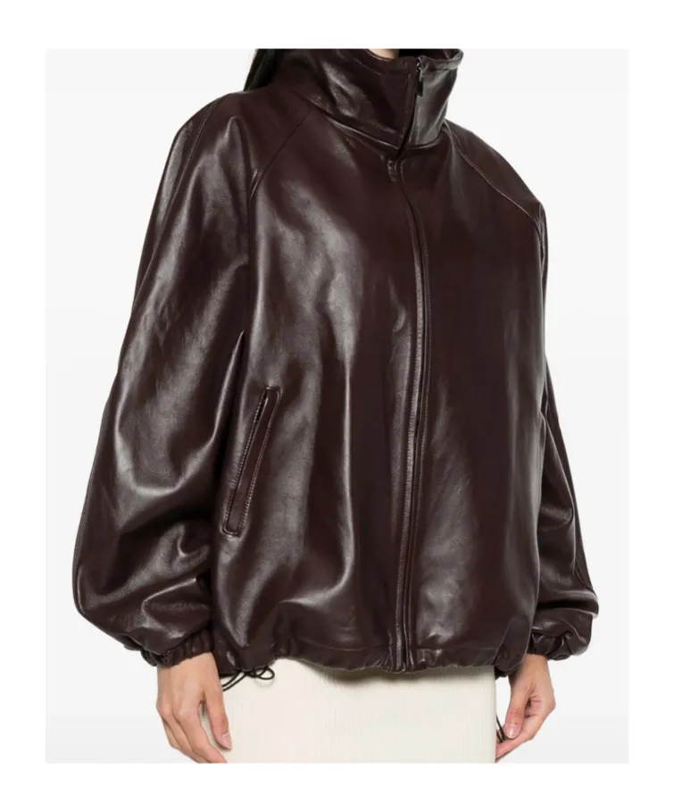 Long-Sleeved Leather Jacket
