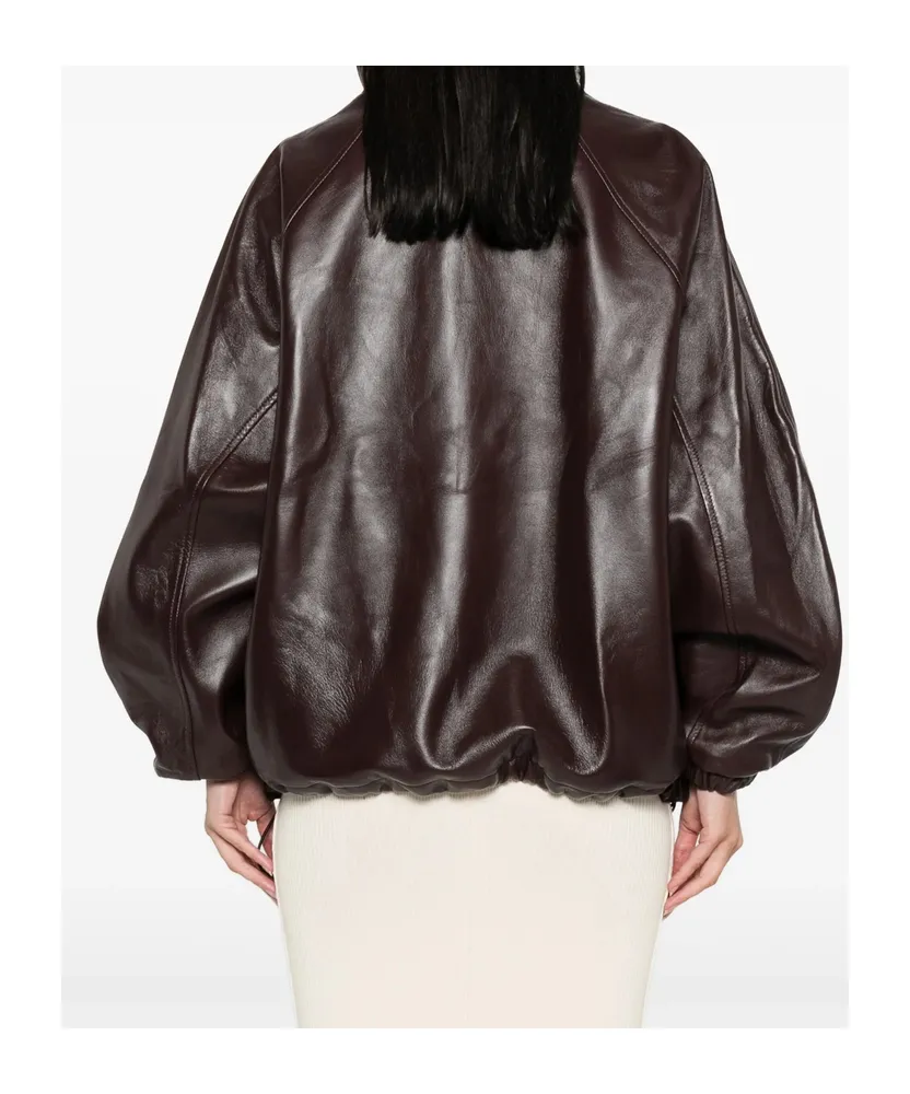 Long-Sleeved Leather Jacket