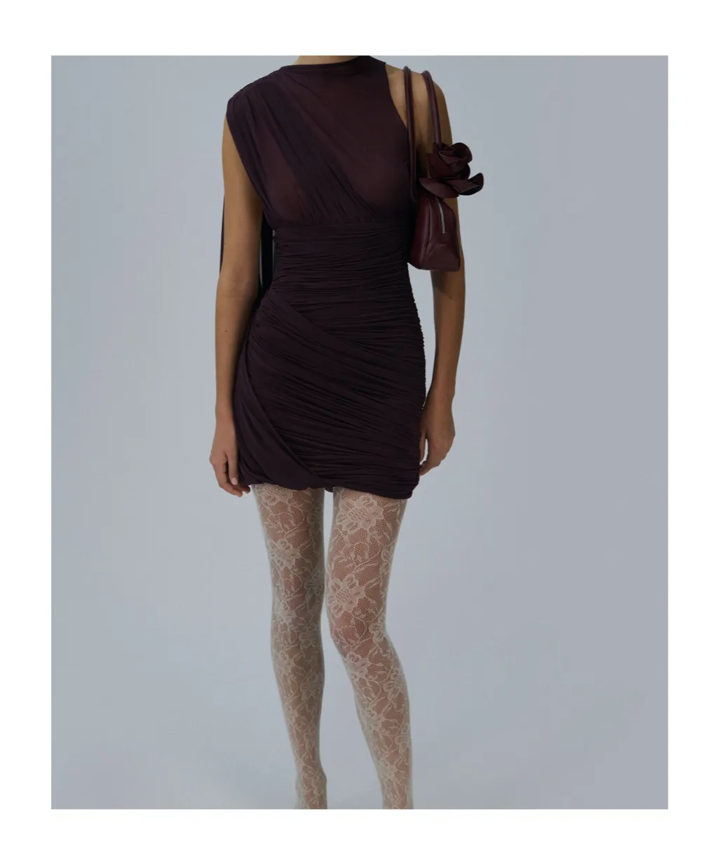 Draped One-Shoulder Dress