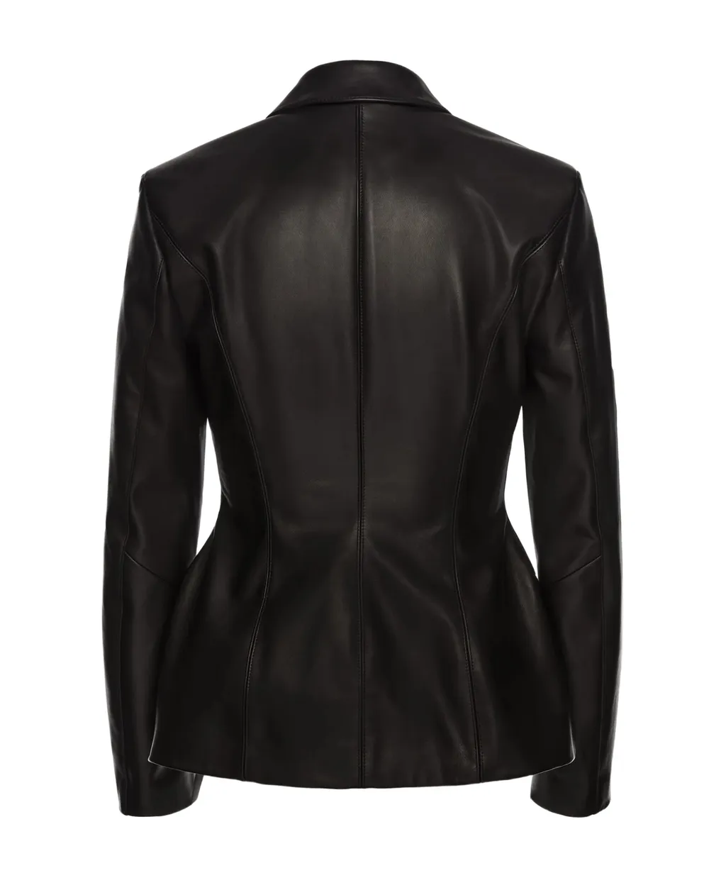 Stitch Waist Leather Blazer