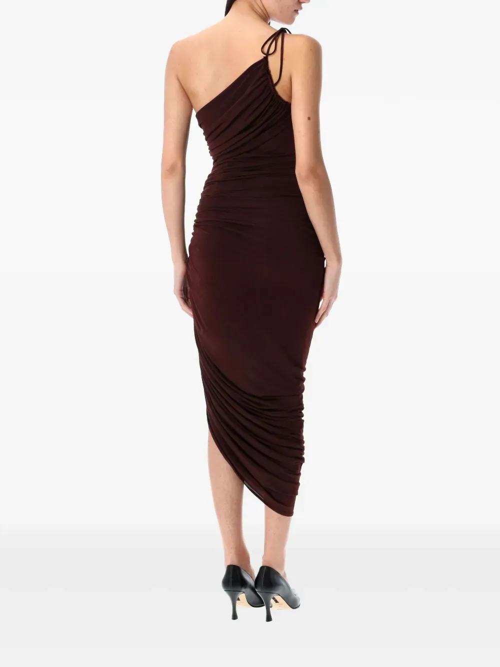 Asymmetric Pleated Midi Dress
