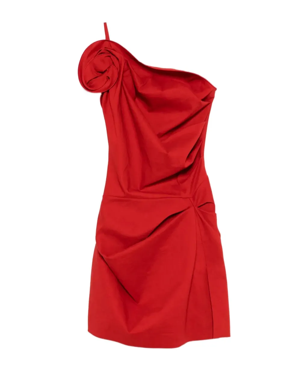 One-Shoulder Pleated Mini Dress