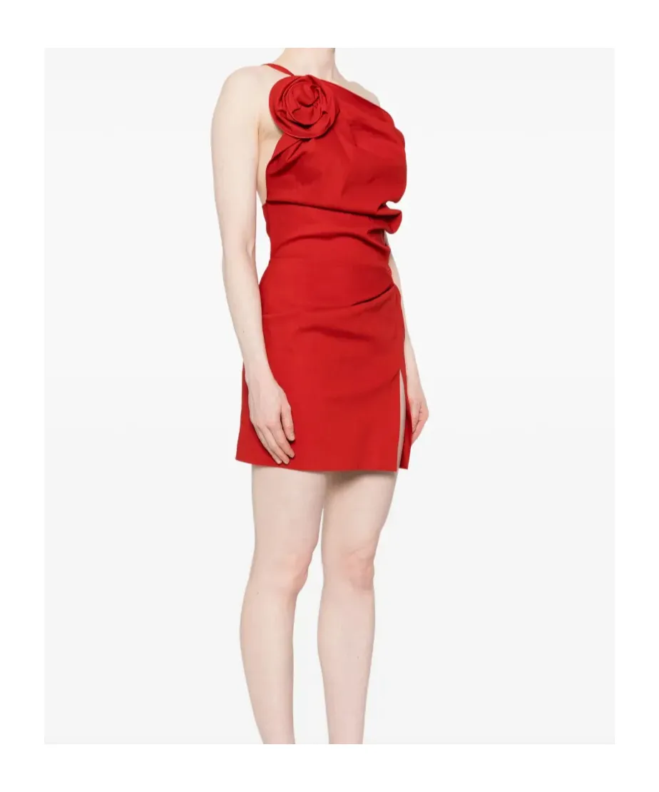 One-Shoulder Pleated Mini Dress