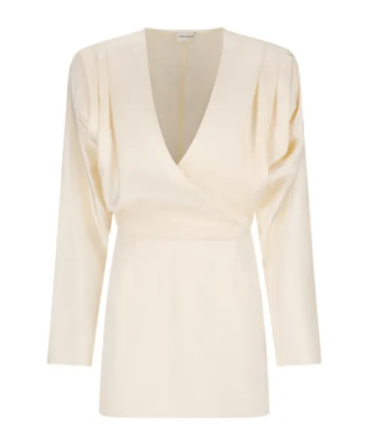 Plunging V-Neck Silk-Satin Minidress