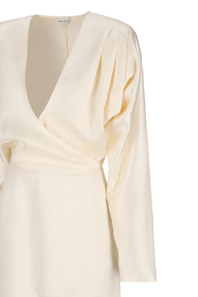 Plunging V-Neck Silk-Satin Minidress