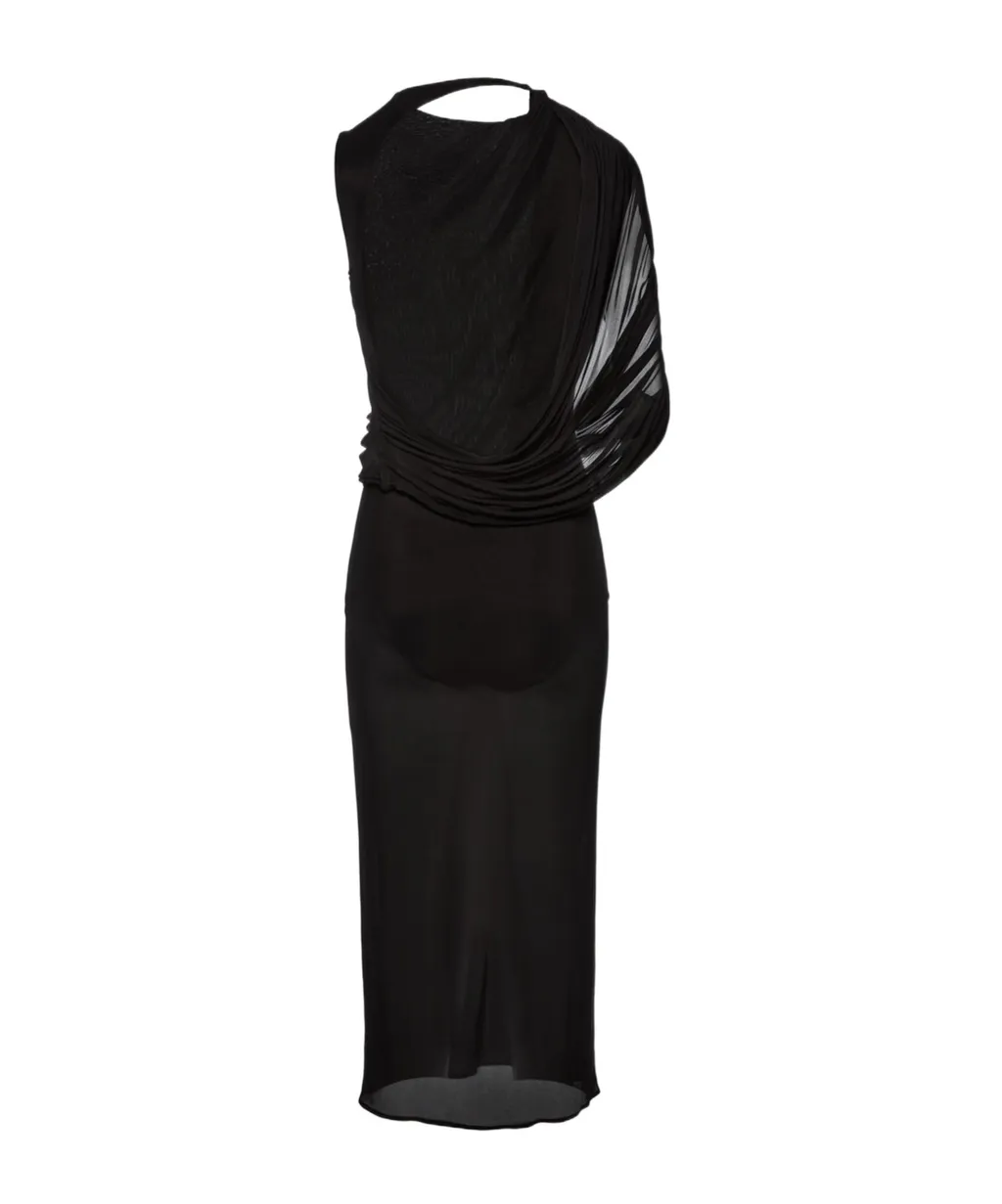 Asymmetrical Draped Midi Dress