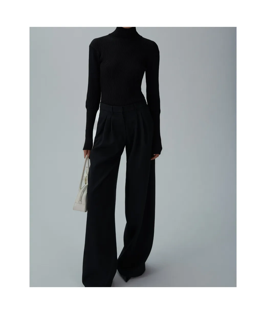 Wide-Leg Wool Trousers
