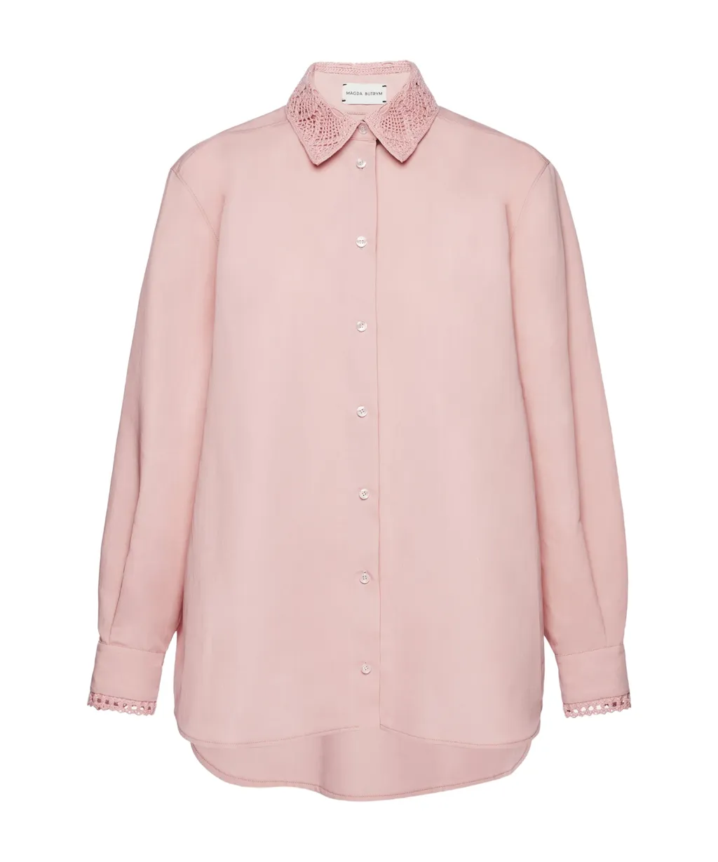 Crochet Collar Button-Up Shirt
