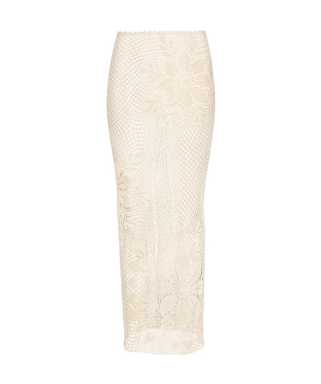 Lace Crochet Midi Skirt