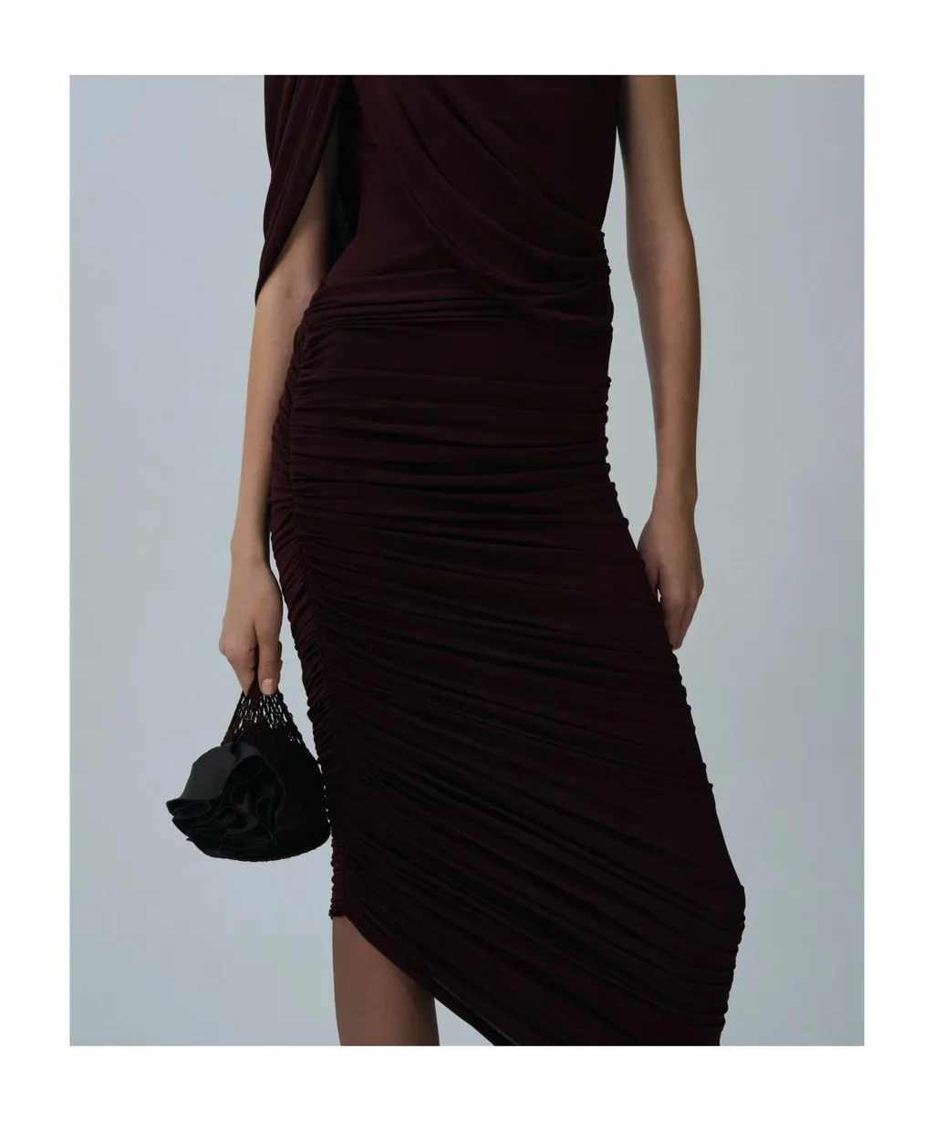Asymmetrical Draped Midi Skirt
