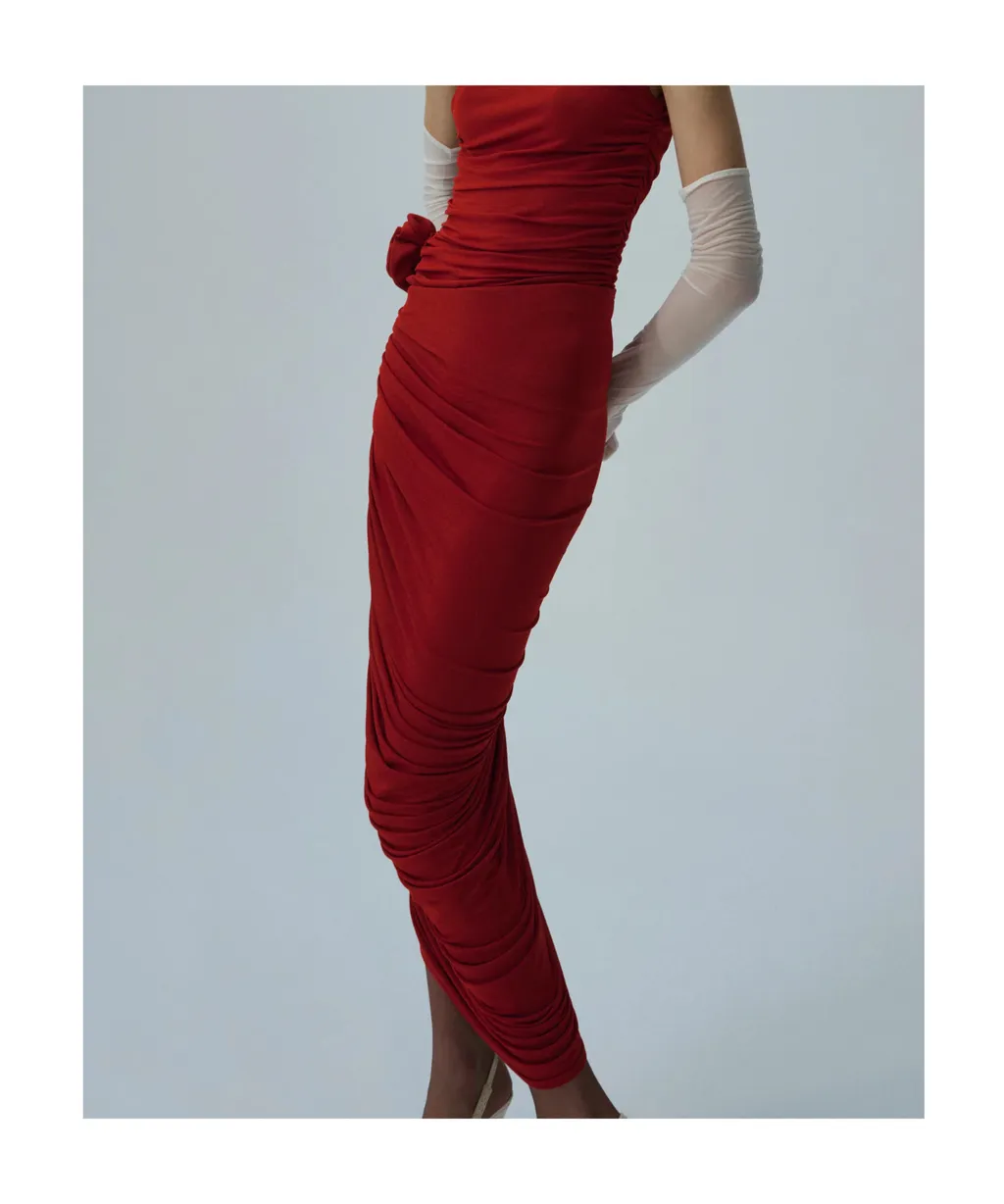 Asymmetrical Draped Midi Skirt