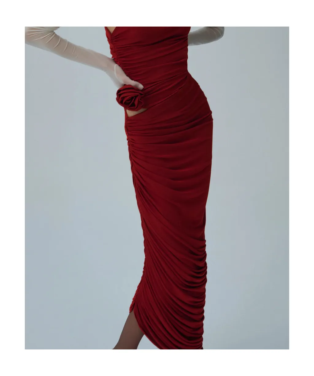 Asymmetrical Draped Midi Skirt
