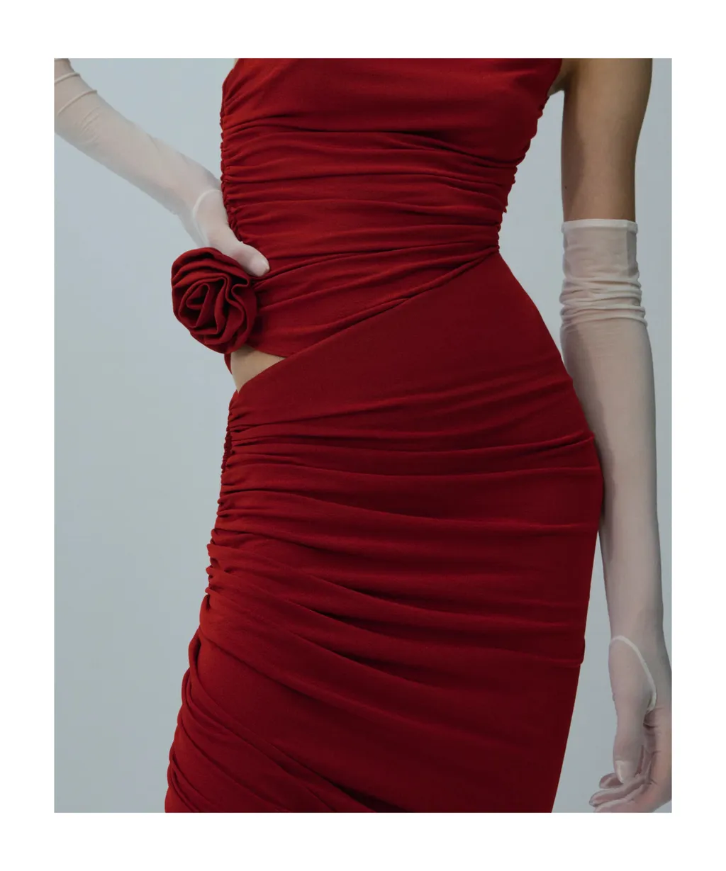 Asymmetrical Draped Midi Skirt