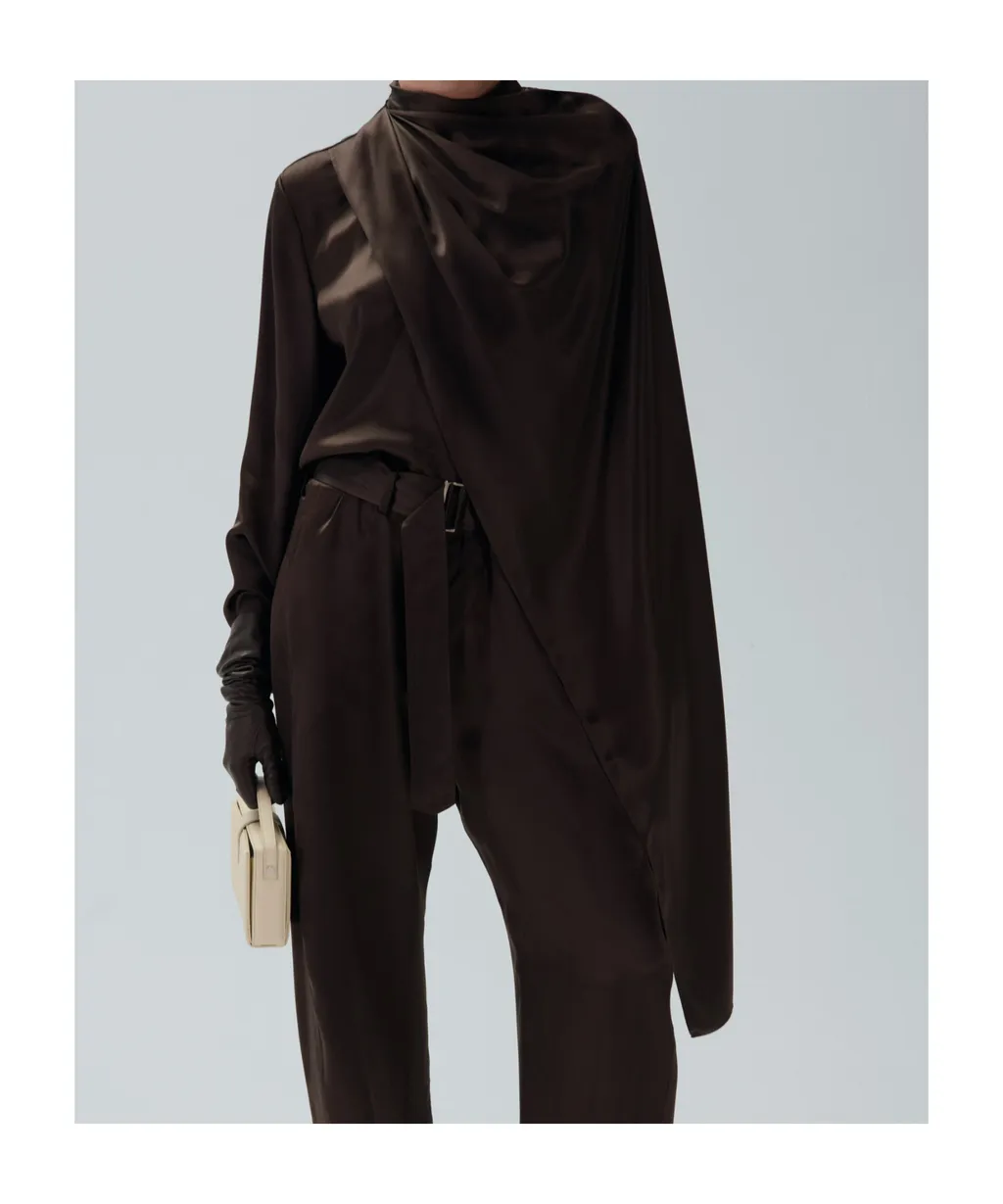 Draped Silk Blouse
