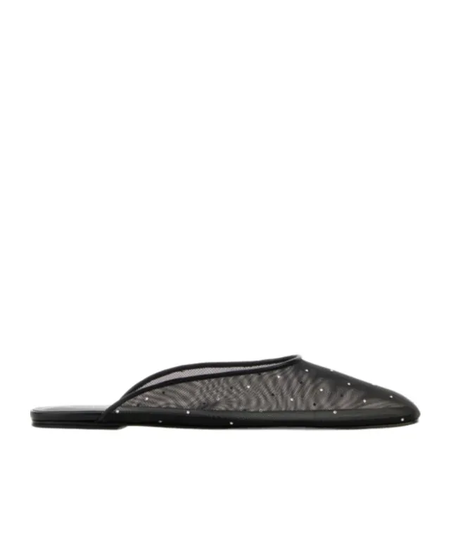 Embellished Mesh Flat Mules
