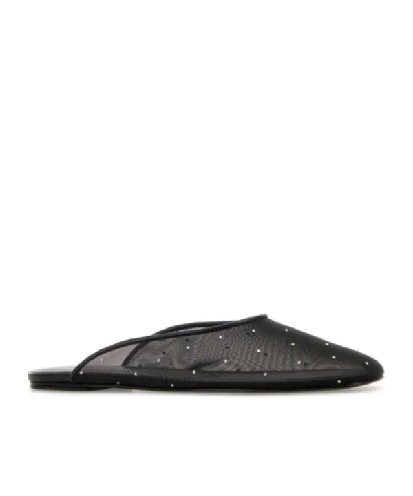 Embellished Mesh Flat Mules