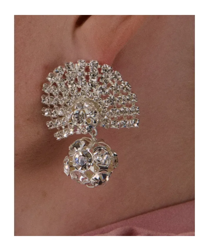 Fan-Shaped Crystal-Embellished Earrings