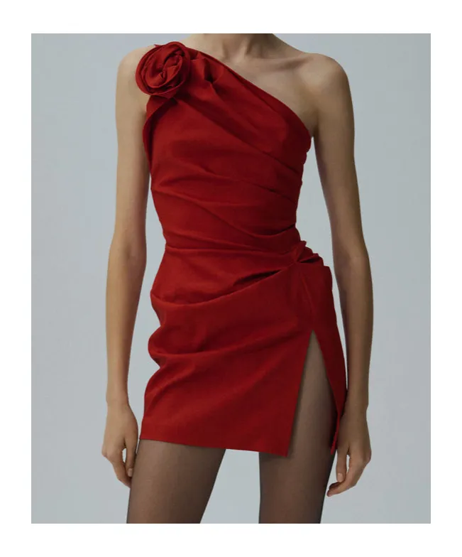 One Shoulder Ruched Mini Dress