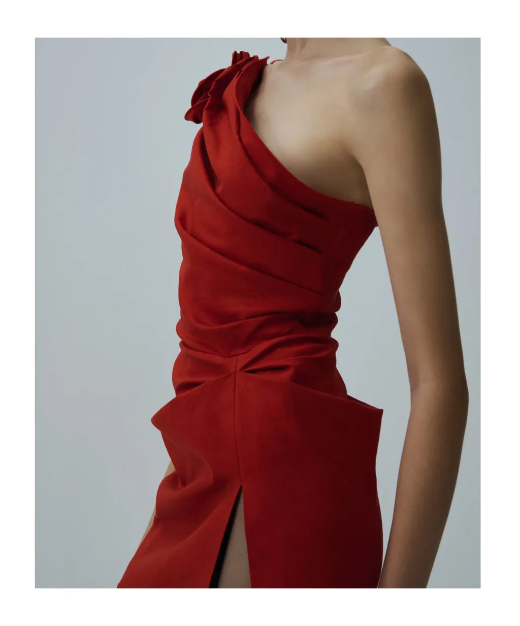 One Shoulder Ruched Mini Dress