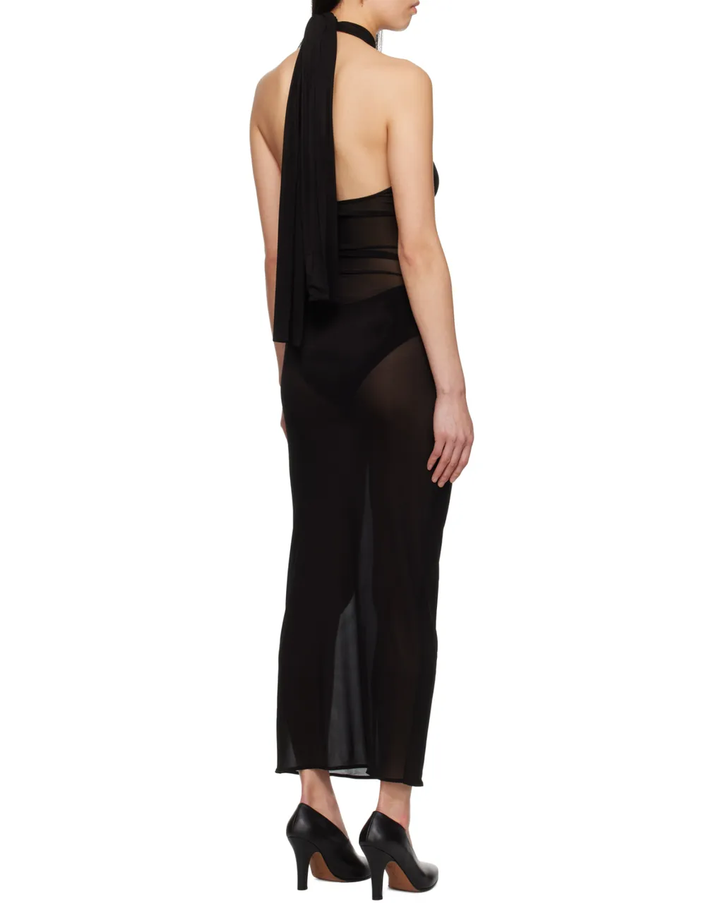Sheer Halter Bustier Midi Dress