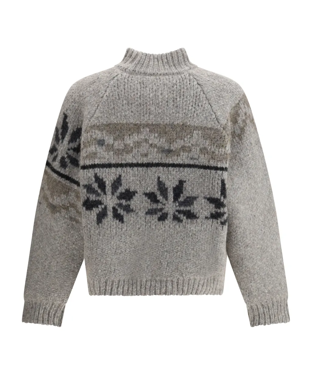Intarsia Mock Neck Sweater