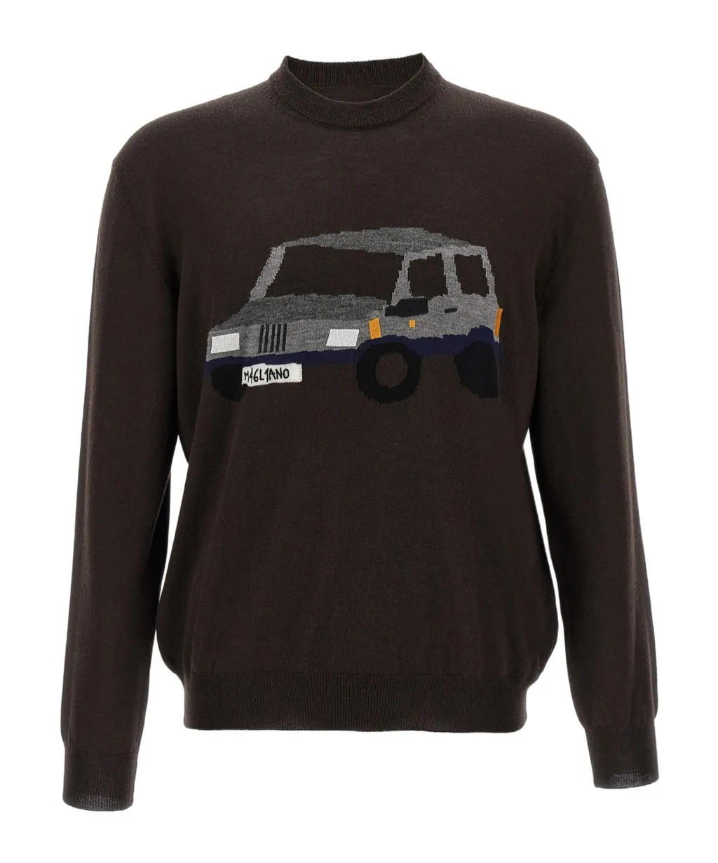 Graphic Detailed Crewneck Sweater