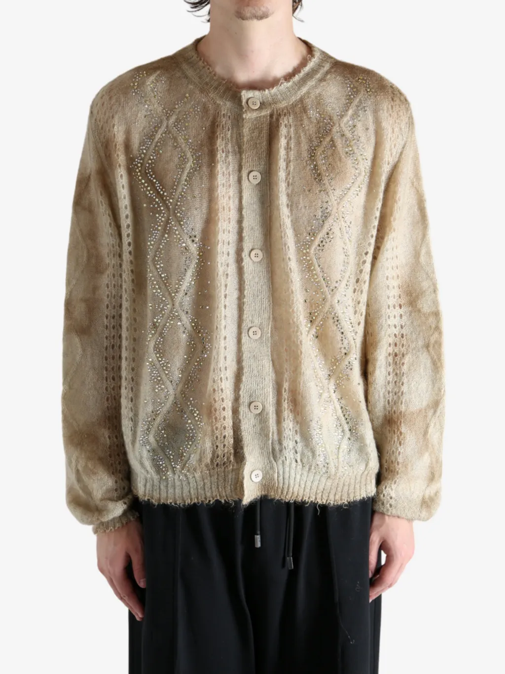 Embellished Cable-Knit Cardigan