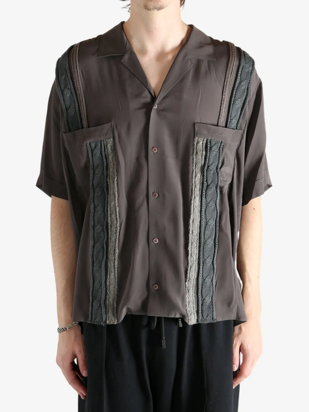Cable-Knit Panel Shirt