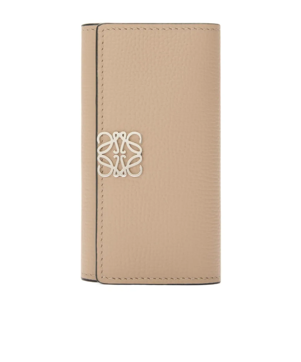 Anagram Key Case In Pebble Grained Calfskin